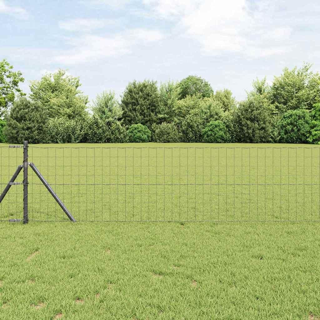Maison Exclusive - Zaun mit Pfosten Grau 0,4 x 50 m Stahl und PVC