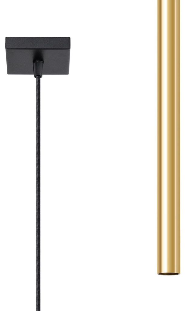 Hängelampe Metall Ø 8 cm rund H: max. 100 cm in Schwarz Gold G9 Modern Pendelleuchte