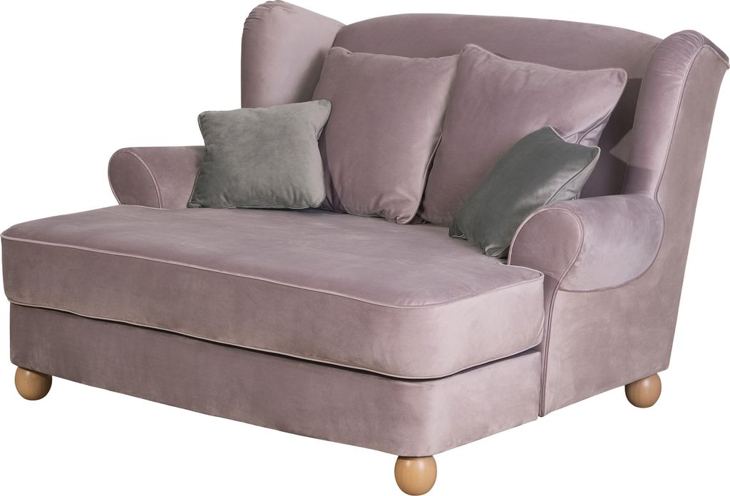 Max Winzer Big-Sessel inkl. 4 Zierkissen 2x 55x55 und 2x 40x40cm Harvard - Samtvelours rosé mit 2x grauen Kissen (40x40cm) - Maße: 154 x 114 x 10...