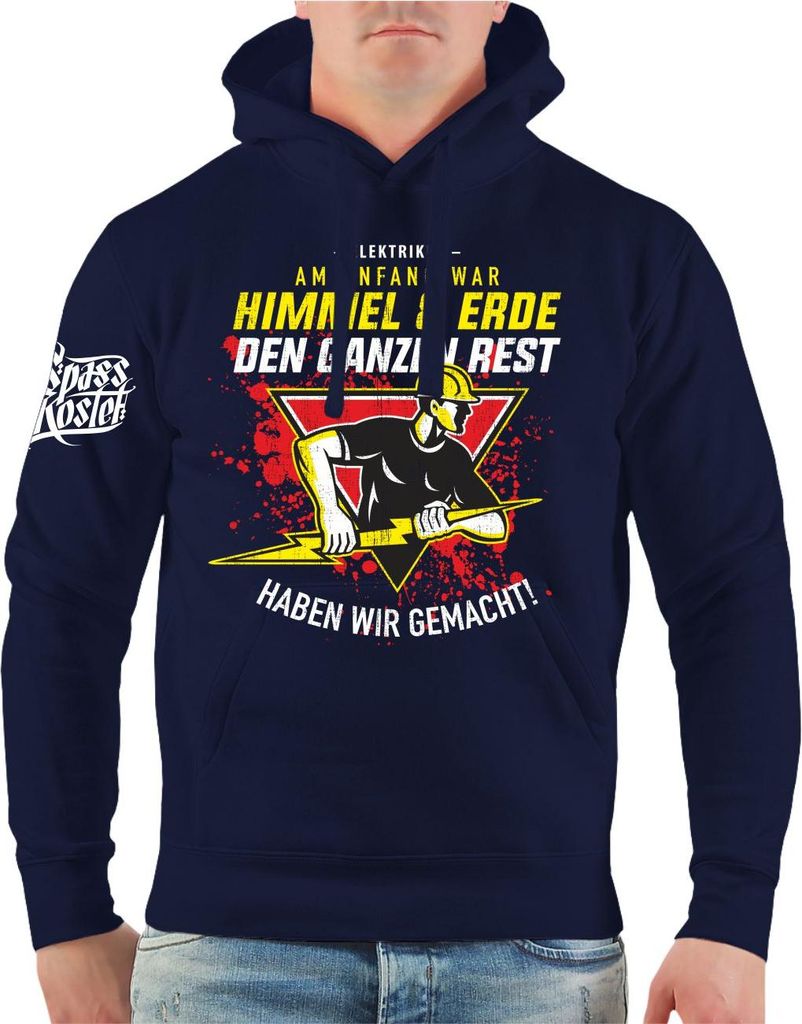 Herren Kapuzenpullover Elektriker Am Anfang war Himmel und Erde