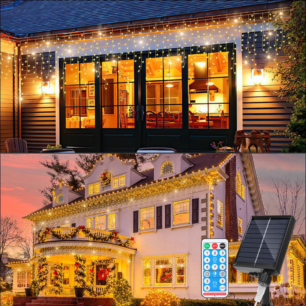 Jayseuw 15M LED Solar Lichterkette LED Eisregen 600 LEDs Produktbild 