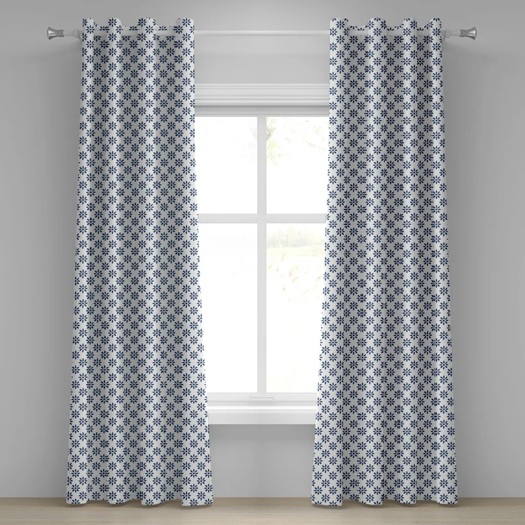 Rideau fleurs bleues pour masquer vis-à-vis avec style 280x245cm