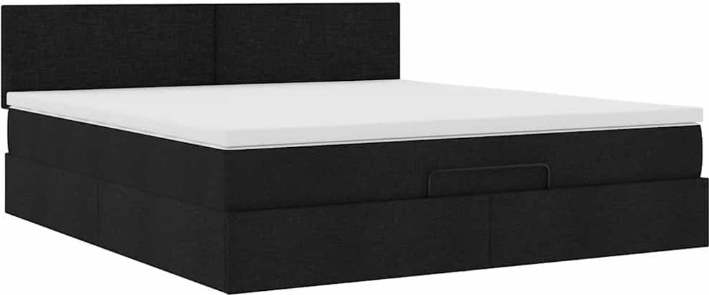 Ottoman-Bett mit Matratze Schwarz 160x200 cm Stoff
