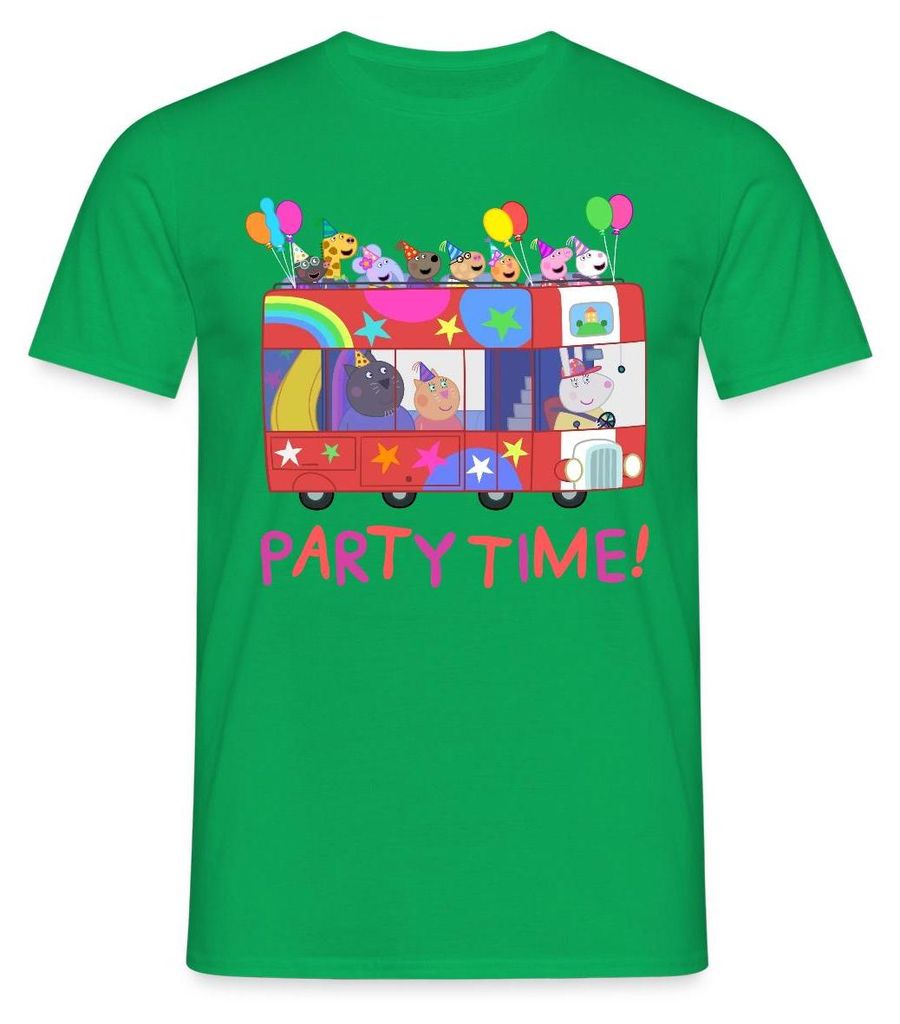Spreadshirt Peppa Pig Design Party Time Mit Peppa Männer T-Shirt, 3XL, Kelly Green