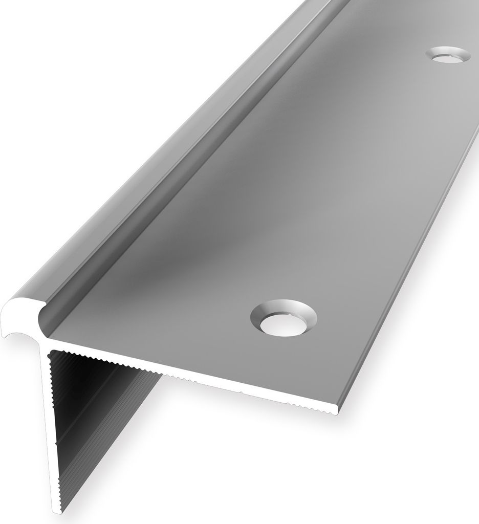 Treppenkantenprofil 32 x 42 x 1000 mm Winkelprofil Einfasshöhe 5 mm Aluminium Glatt Doppelt Versetzt Versenkt Gebohrt Silber Küberit