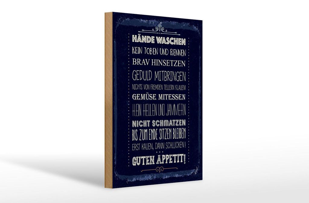 Holzschild Spruch Hände waschen kein toben 20x30cm Produktbild 
