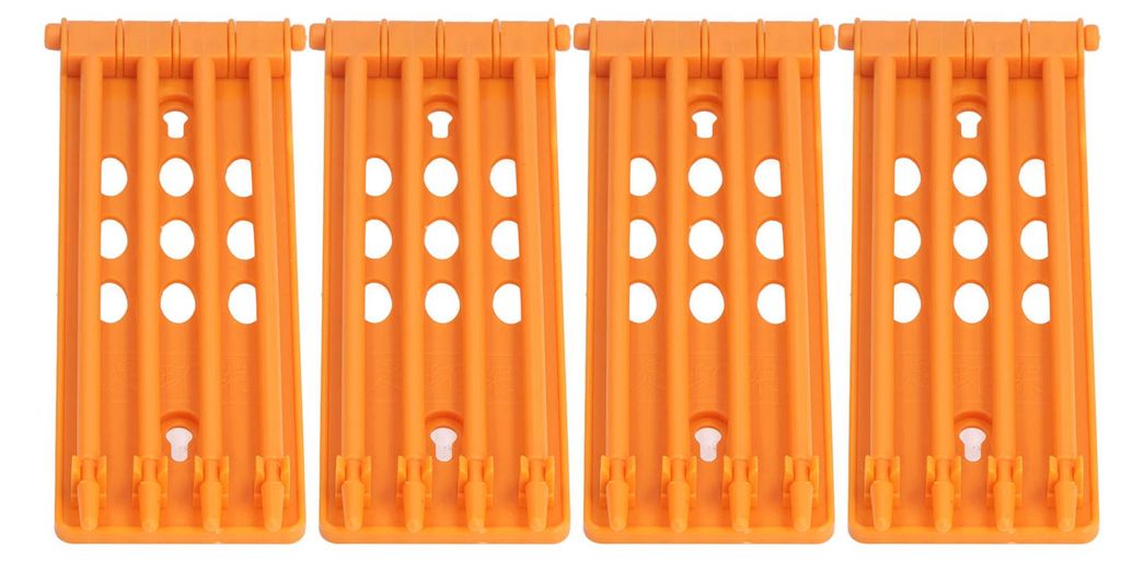 4er-Set Taubenbein-Ringhalter, 4-Säulen-Design, große Kapazität, Wandmontage, sicherer und langlebiger Kunststoff, gelb
