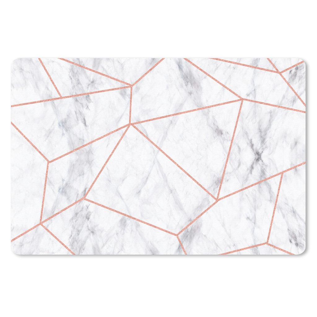 MuchoWow Schreibtischunterlage Marmor - Roségold - Weiß 60x40 cm - XXL Mauspad - Großes Mauspad