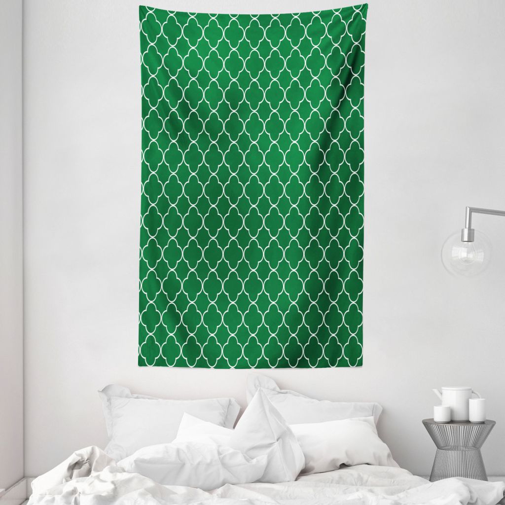 ABAKUHAUS marokkanisch Wandteppich und Tagesdecke, Quatrefoil Klee aus Weiches Mikrofaser Stoff Waschbar ohne Verblassen Digitaldruck, 140 x 230 cm...