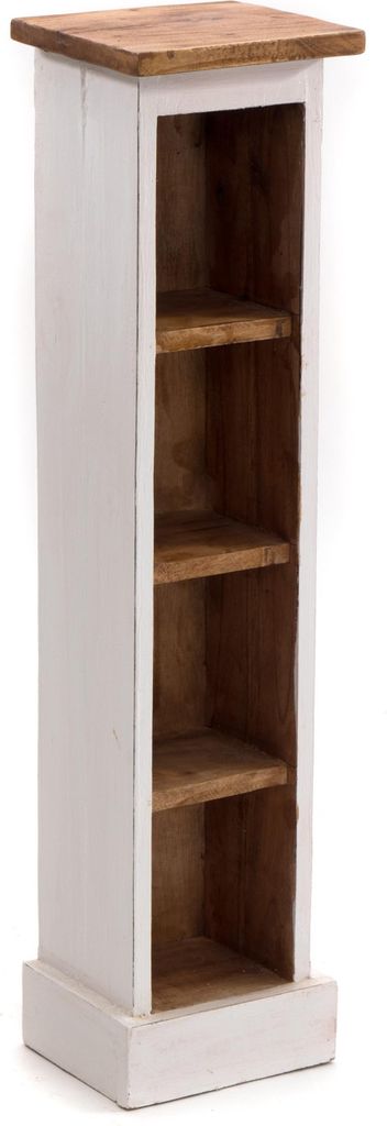 HOLZ CD REGAL "CD TOWER" | 76cm(H), Holzregal, CD Rack mit 4 Fächern | Farbe: 06 weiß-landhaus