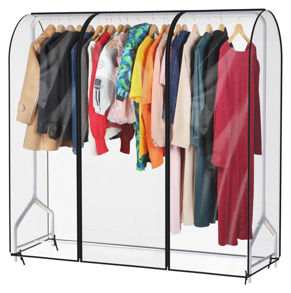 Housse portemanteau 152 cm zippée en PEVA épais et transparent haute qualité