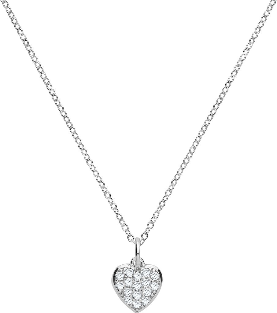Halsketting voor dames, hartvormig, verguld met rhodium, Productafbeelding 