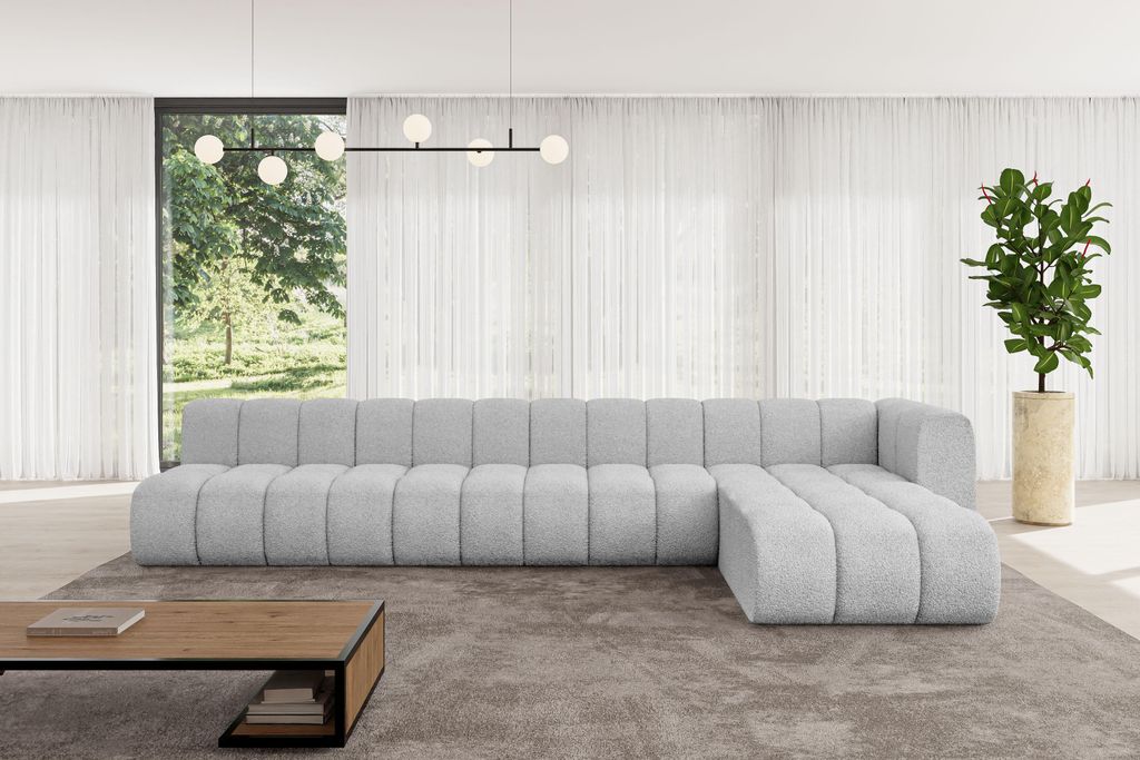 ALTDECOR Modulares Sofa Ecksofa in L-Form - Darnel-L3 - 387x177x70 cm Hellgrau - Corner modular Sofa Eckcouch Couch Wohnlandschaft Cauchsofa Bodens...