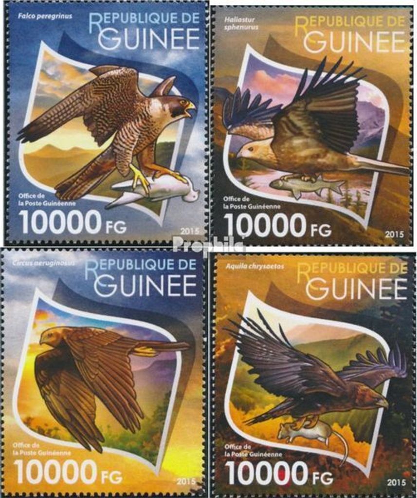 Briefmarken Guinea 2015 Mi 11438-11441 (kompl. Ausgabe) postfrisch Raubvögel
