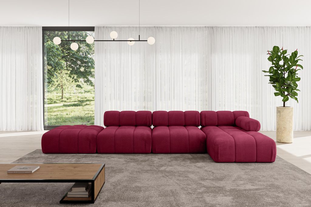 ALTDECOR Modulares Sofa Ecksofa in L-Form - Lizur-L2 - 380x160x70 cm Bordeauxrot Corner modular Sofa Eckcouch Couch Wohnlandschaft Cauchsofa Polste...
