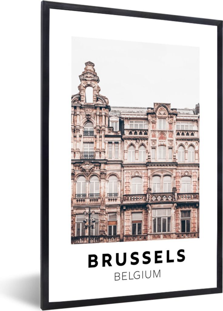 MuchoWow Gerahmtes Poster Brüssel - Belgien - Architektur 40x60 cm - Poster mit Schwarzem Bilderrahmen Wandposter Rahmen Foto Bilder - Papierdru...