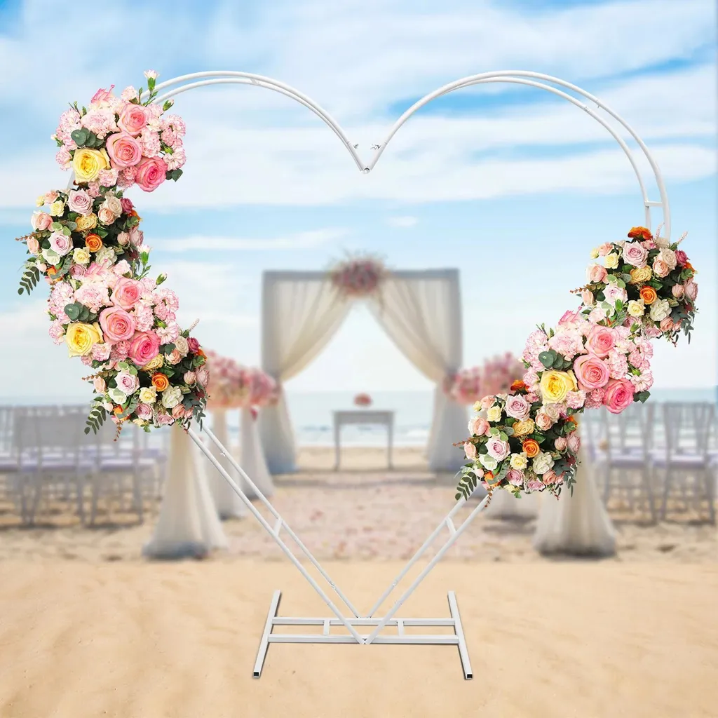 Arche Mariage Coeur Stable et Légère 2,05m Blanc Lait Montage Facile L