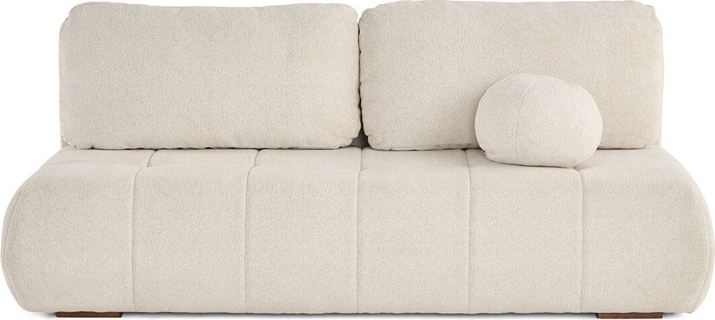 Best Möbel Bowie - 3-Sizter Schlafsofa Truhe + inkl. rundes Kissen aus texturiertem Stoff , Beige