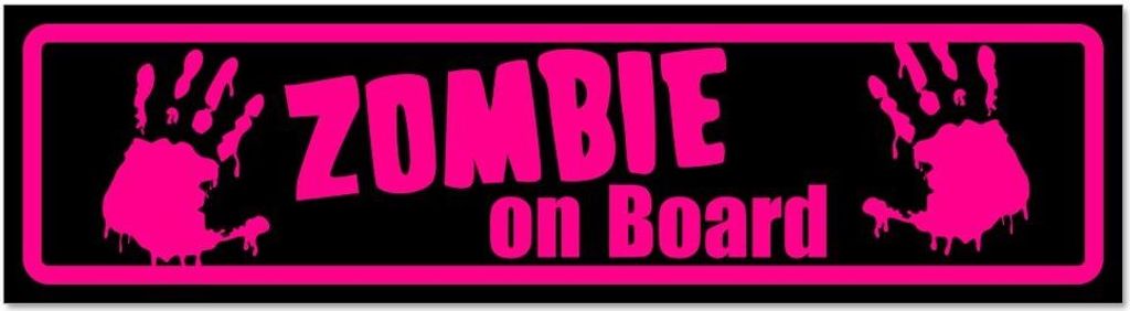 Kiwistar - Autoaufkleber - Pink - Schwarz - 45 x 12 cm - Zombie on Board - Hinweis Aufkleber Sticker für Auto, Kfz, Fahrrad, PKW, LKW