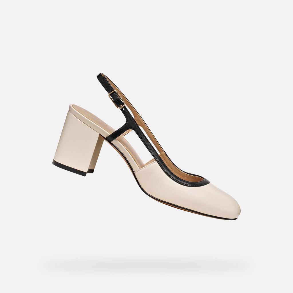Geox Cremefarbene Damen-Pumps mit Absatz, Virnilisa 65 38