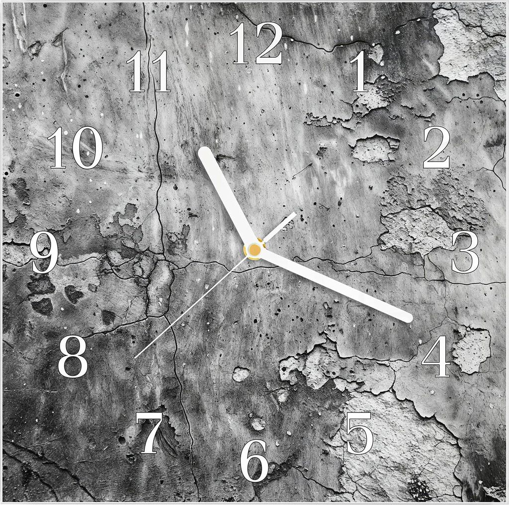Wanduhr aus Glas mit Motiv Abgenutzte Wand- 30 x 30 cm - inkl. Aufhängesystem