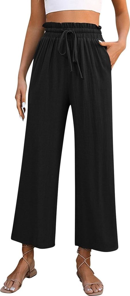 Damen High-Waist-Loungehosen Weite Hosen Business Casual Arbeitskleidung mit Taschen