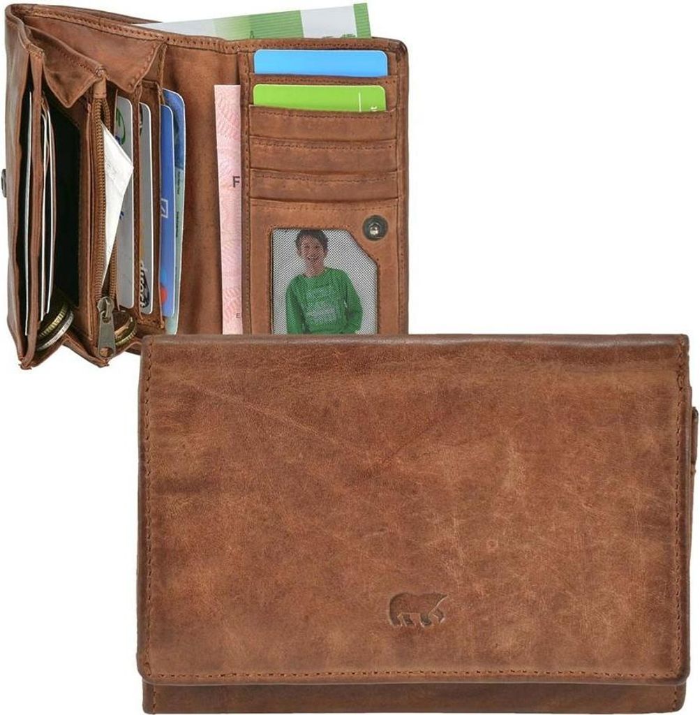 Bear Design Portemonnaie Damen Geldbörse Leder 9 Produktbild 