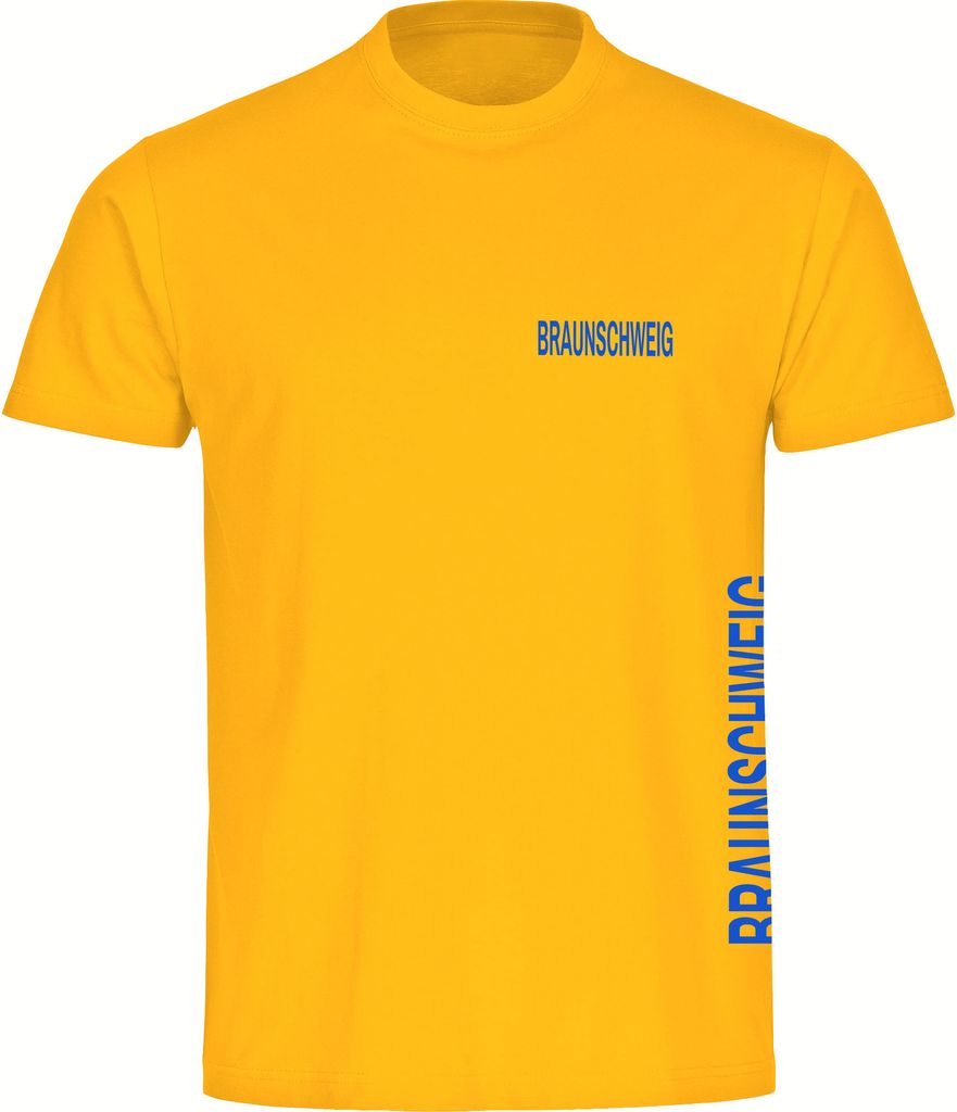 multifanshop Kinder T-Shirt - Braunschweig - Brust & Seite, gelb, Größe 176
