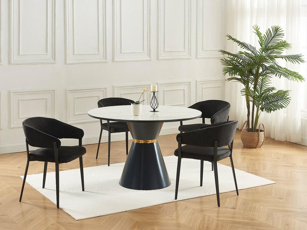 Set aus 2 Stühlen mit Stoff und Metallarmlehnen - Schwarz - AVRELA