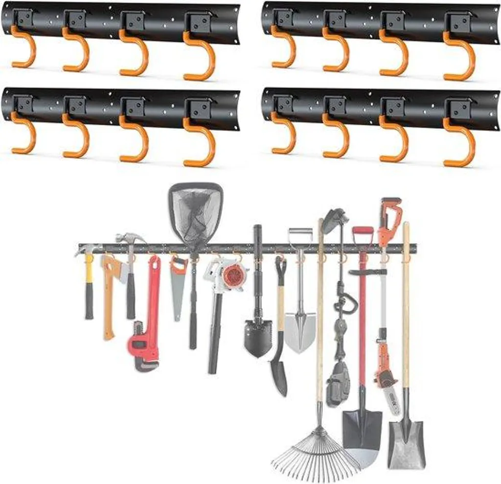Organisateur mural pour outils de jardinage en acier noir long 42 cm