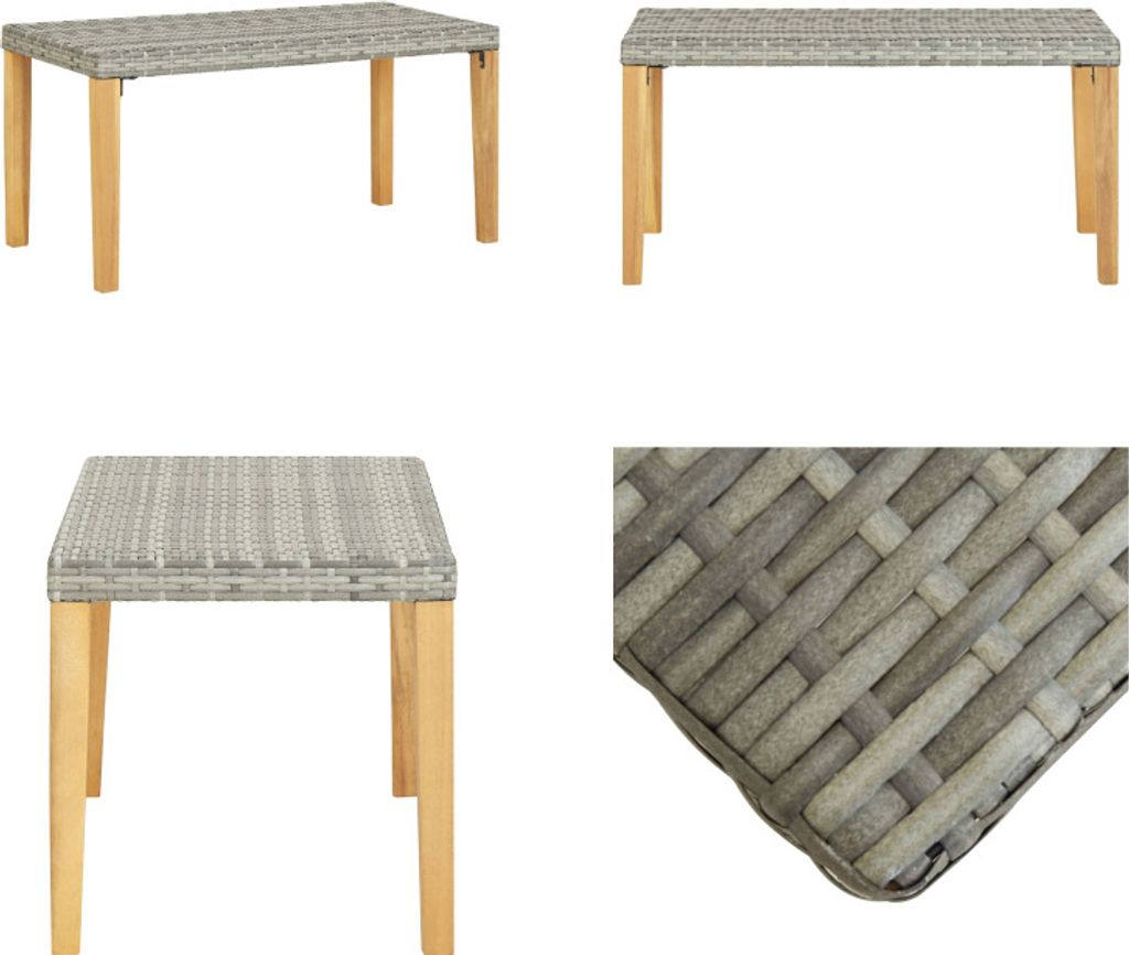 vidaXL Gartenbank 120 cm Grau Poly Rattan und Massivholz Akazie - Gartenbank - Gartenbänke - Bank - Bänke