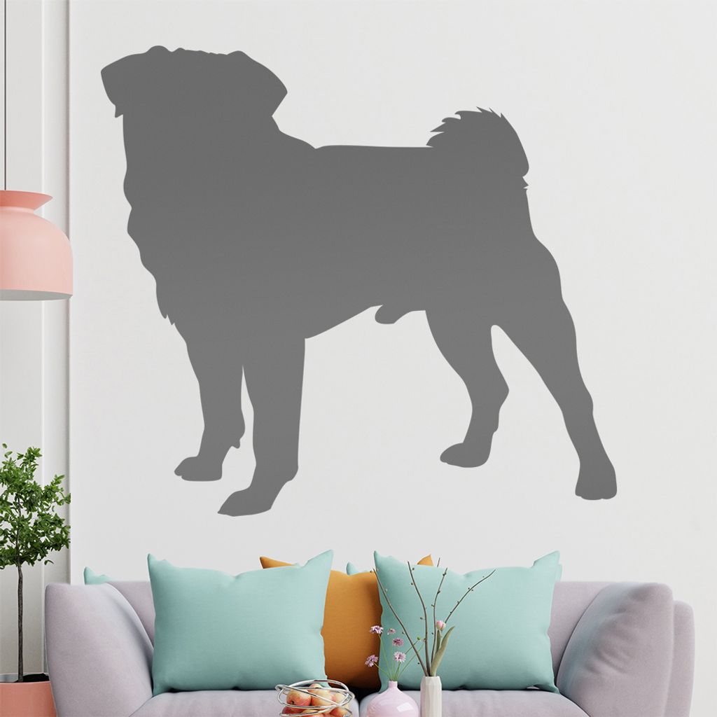 KIWISTAR Mops Silhouette Wandtattoo in 6 Größen - Wandaufkleber Wall Sticker - Dekoration, Küche, Wohnzimmer, Schlafzimmer, Badezimmer