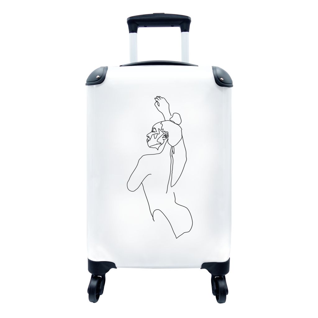 MuchoWow Koffer Handgepäck Trolley Rollkoffer Kleine Reisekoffer mit 4 Rollen - Tanz - Frauen - Linienkunst - Cabin Size < 55x40x23 cm & 55x40x2...