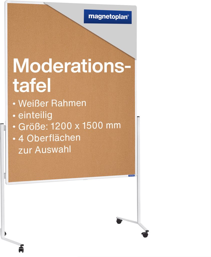 Magnetoplan Moderationstafeln einteilig mit weißer Alurahmen - Mobil - 120x150cm - Braun
