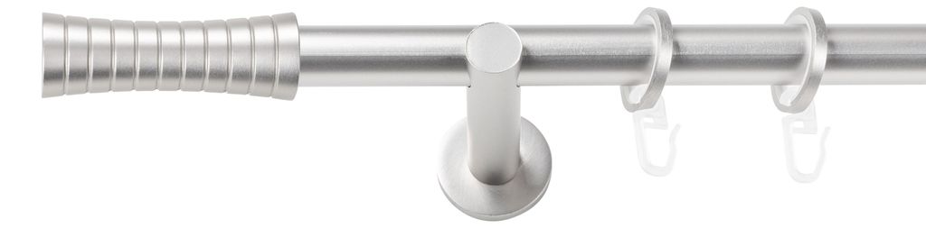 SN Deco Gardinenstange Nancy, 19 mm, 1-läufig, Stahl, Komplett-Set mit Ringen, Auflageträger, 180 cm, chrom matt