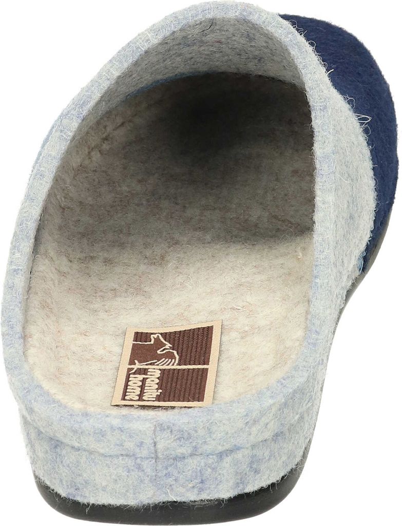 Manitu Damen Hausschuh Pantoffel Filz Ziernähte Colorblock, Größe:39 EU, Farbe:Blau
