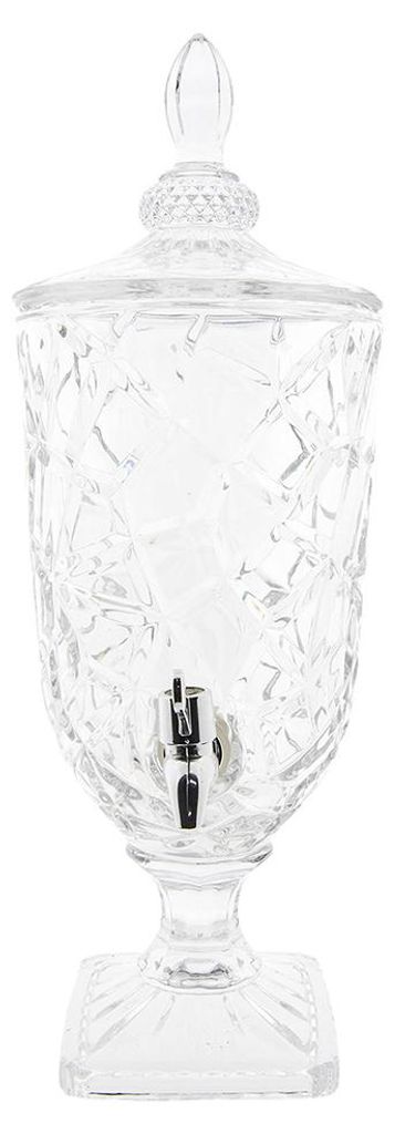 Clayre & Eef Saftkanne mit Hahn und Deckel 3000 ml Glas Rund
