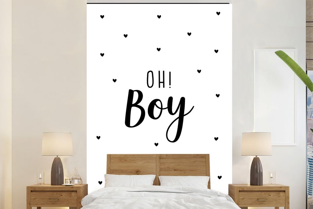 MuchoWow Fototapete für Wohnzimmer oder Schlafzimmer Wandtapete Vinyl Motivtapete Zitate - Kind - Jungen - Oh! Junge - Sprichwörter - 170x260 c...
