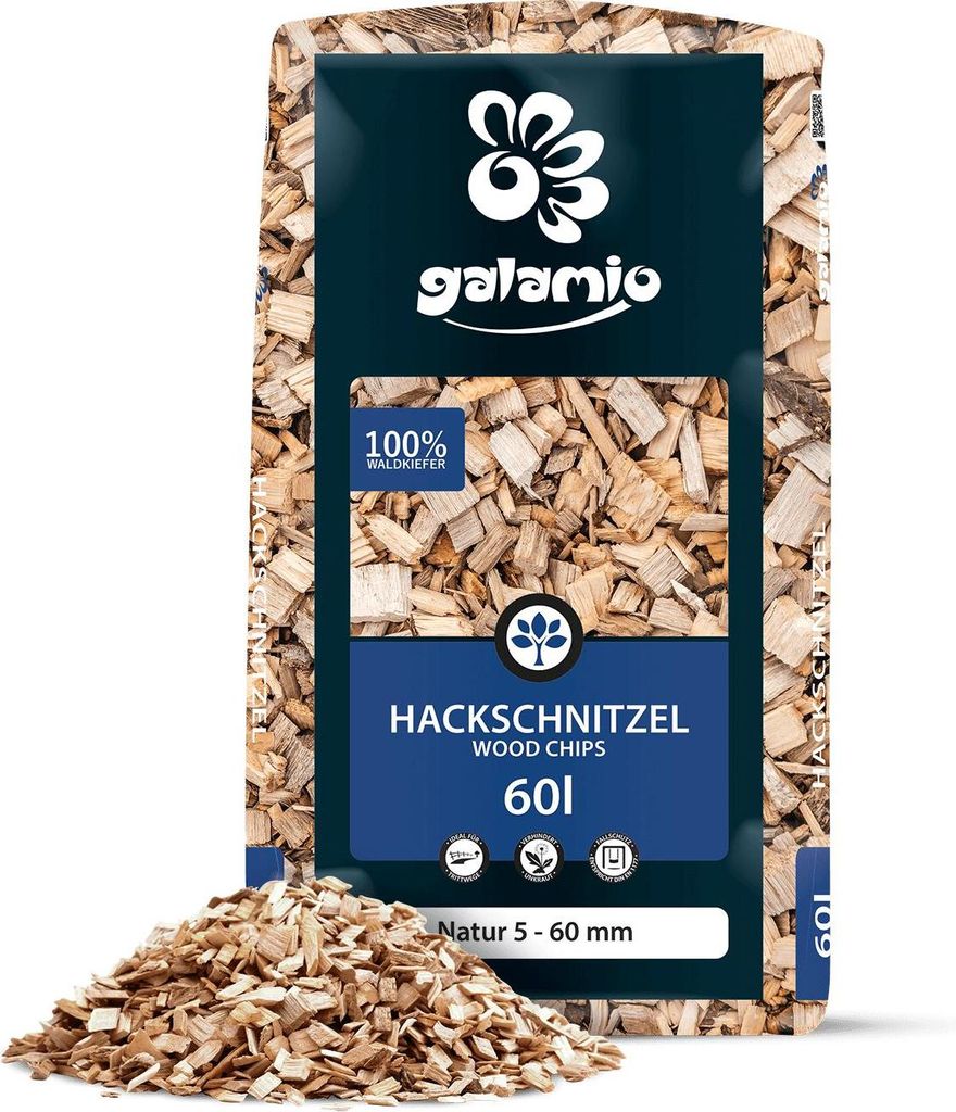Galamio Holzhackschnitzel Natur 60l Produktbild 