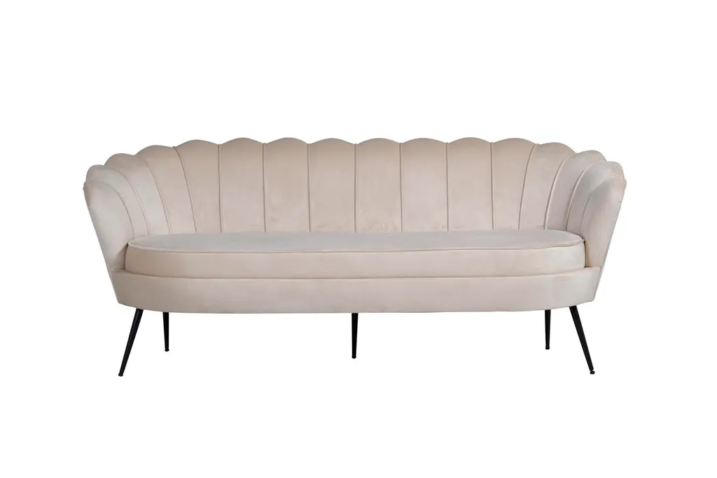 Canapé 3 places velours beige Nice : confort durable pour petits salons