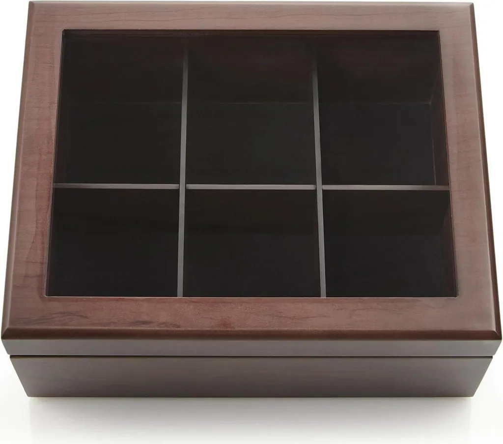 Tea Box Legno Rovere Elegante 6 Scomparti - Idea Regalo per Amanti Tè