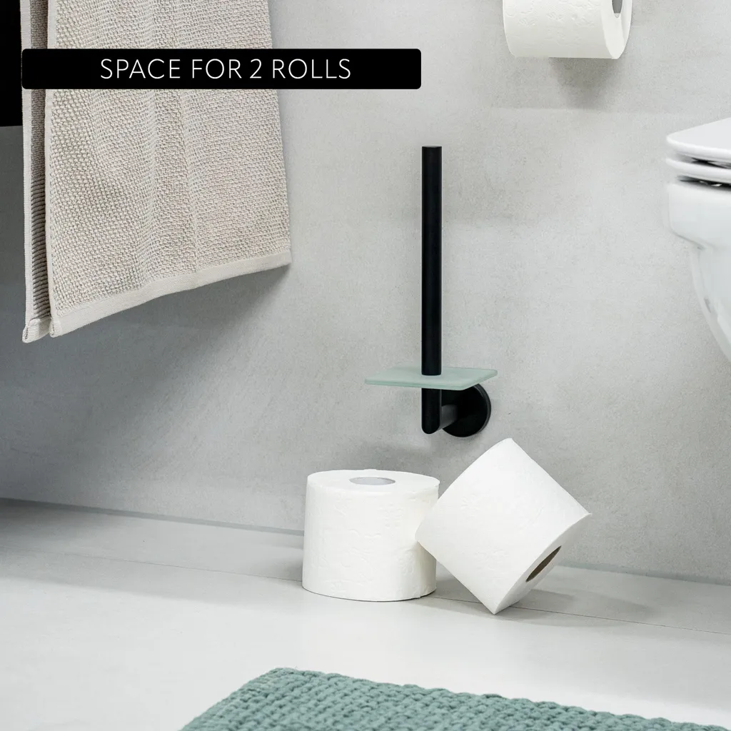 Portarotolo Bagno Nero Opaco bremermann PIAZZA BLACK - Qualità 18/10 - 4