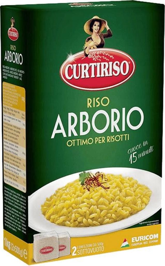 A box of Curtiriso Arborio rice.