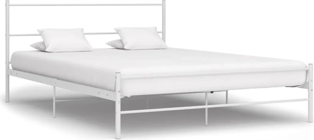 Lit double 140x200 cm en métal blanc design avec structure stable