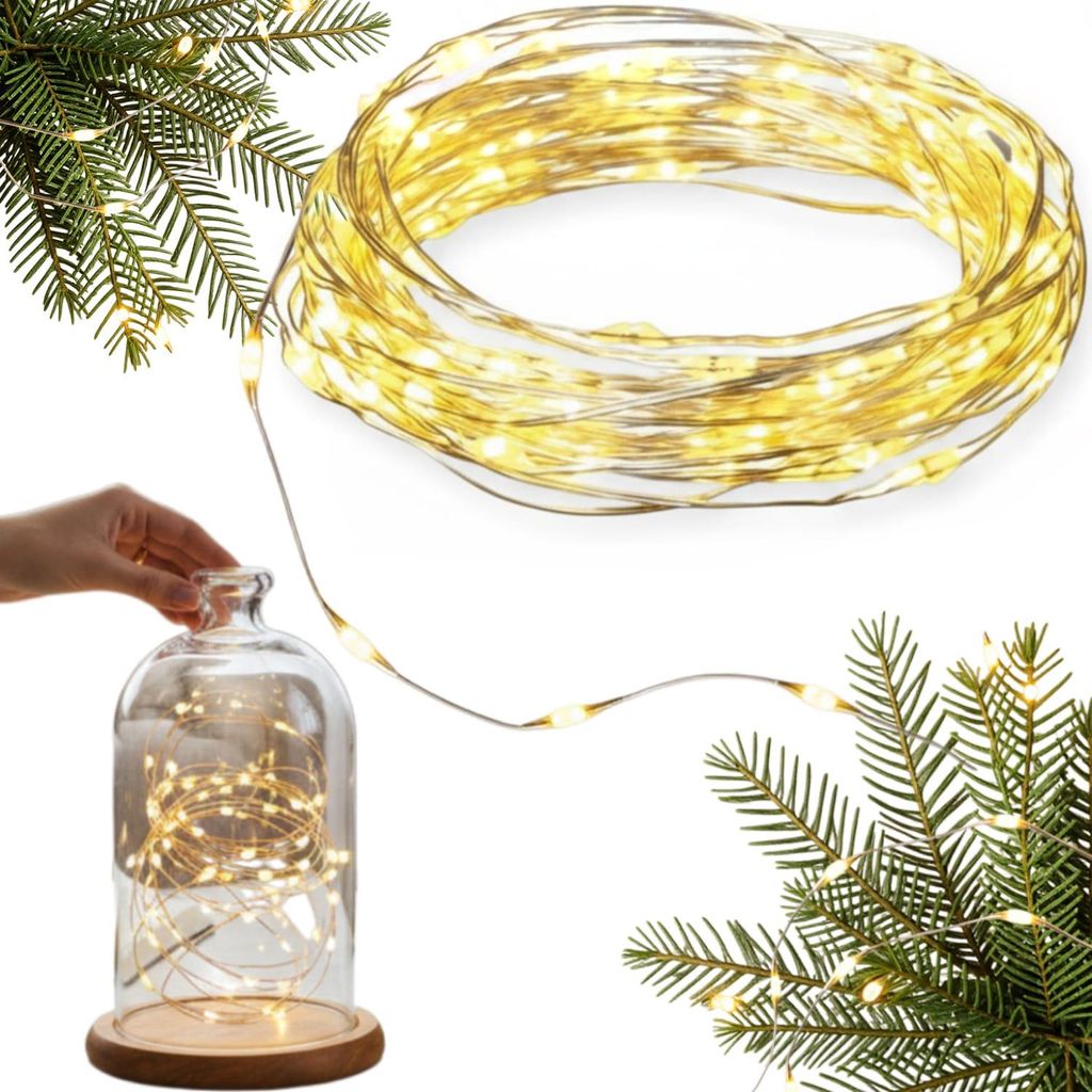 Lampki 50 Led Drucik Na Baterie Mikro Światełka 5 M Białe Zdjęcie produktu 