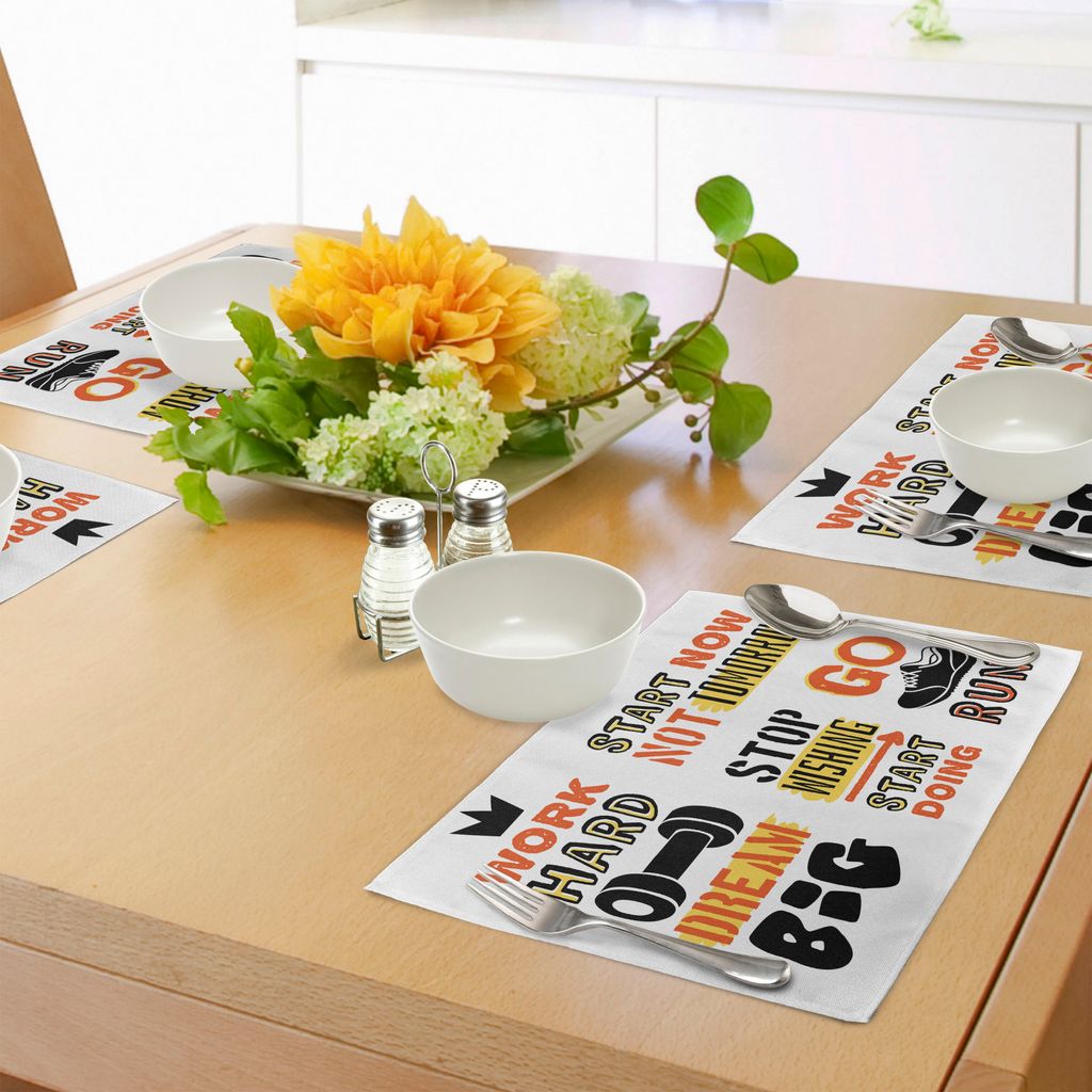 ABAKUHAUS Fitness Platzmatten, Sport Affirmation Positive Zitate Motivational Typografie Design Turnschuhe, Tiscjdeco aus Farbfesten Stoff für das...