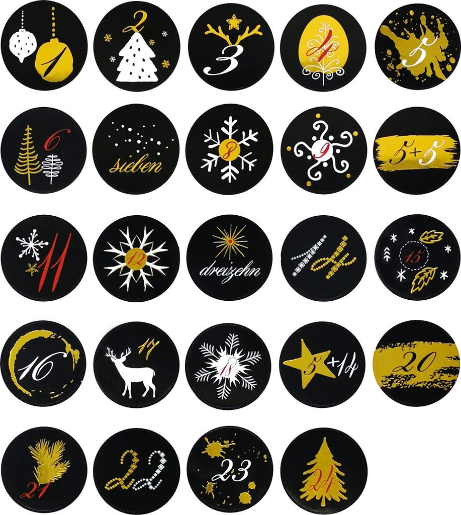 Oblique Unique 24 Adventskalender Sticker Zahlen Aufkleber Produktbild 
