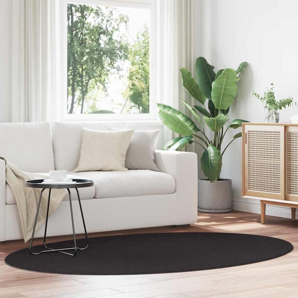 Bereichsteppiche Oval HUARTE Schwarz 140 x 200 cm