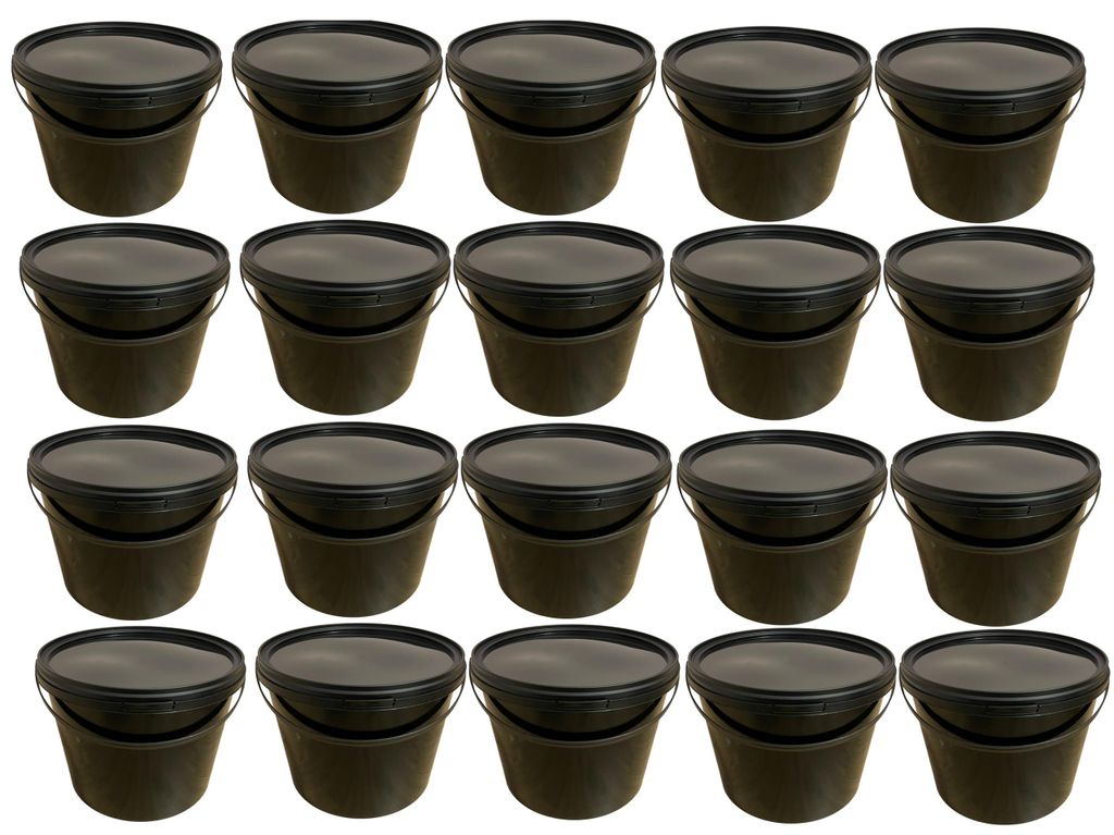 SILPLAST Eimer mit Deckel 10L x 20 Kunststoffeimer 10 Liter lebensmittelecht stapelbar Plastikeimer leer Schwarz