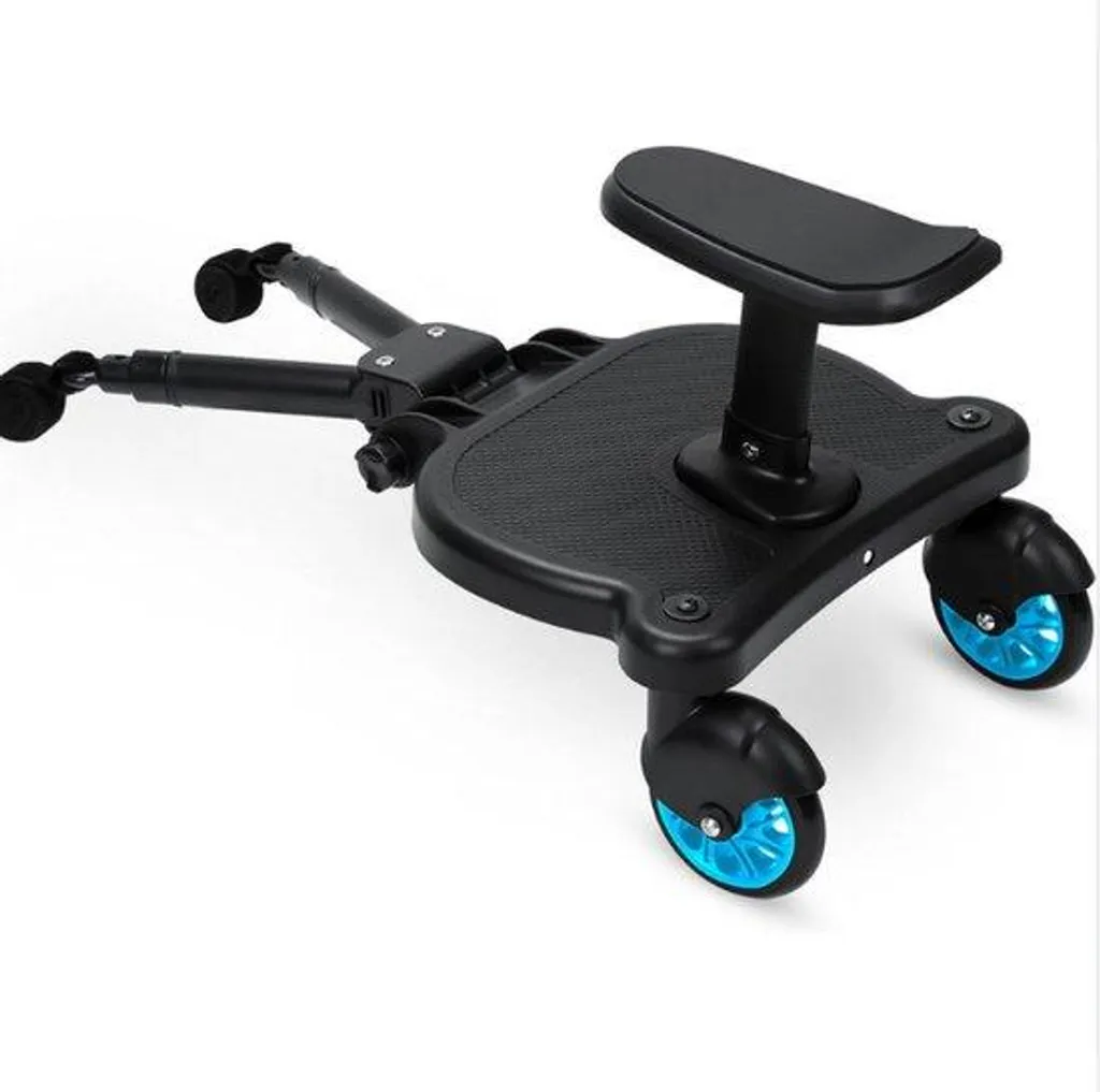 Marchepied poussette bleu pour second enfant, plateforme avec siège amovible